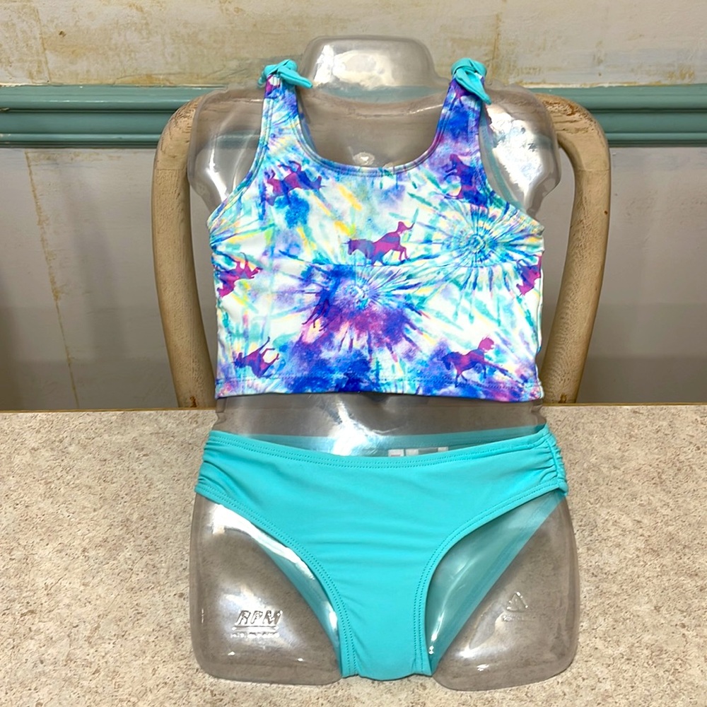 BNWOT LIMITED TOO 2PC TODDLER TANKINI UNICORN TYE DYE PRINT TOP/AQUA B… - Picture 7 of 11
